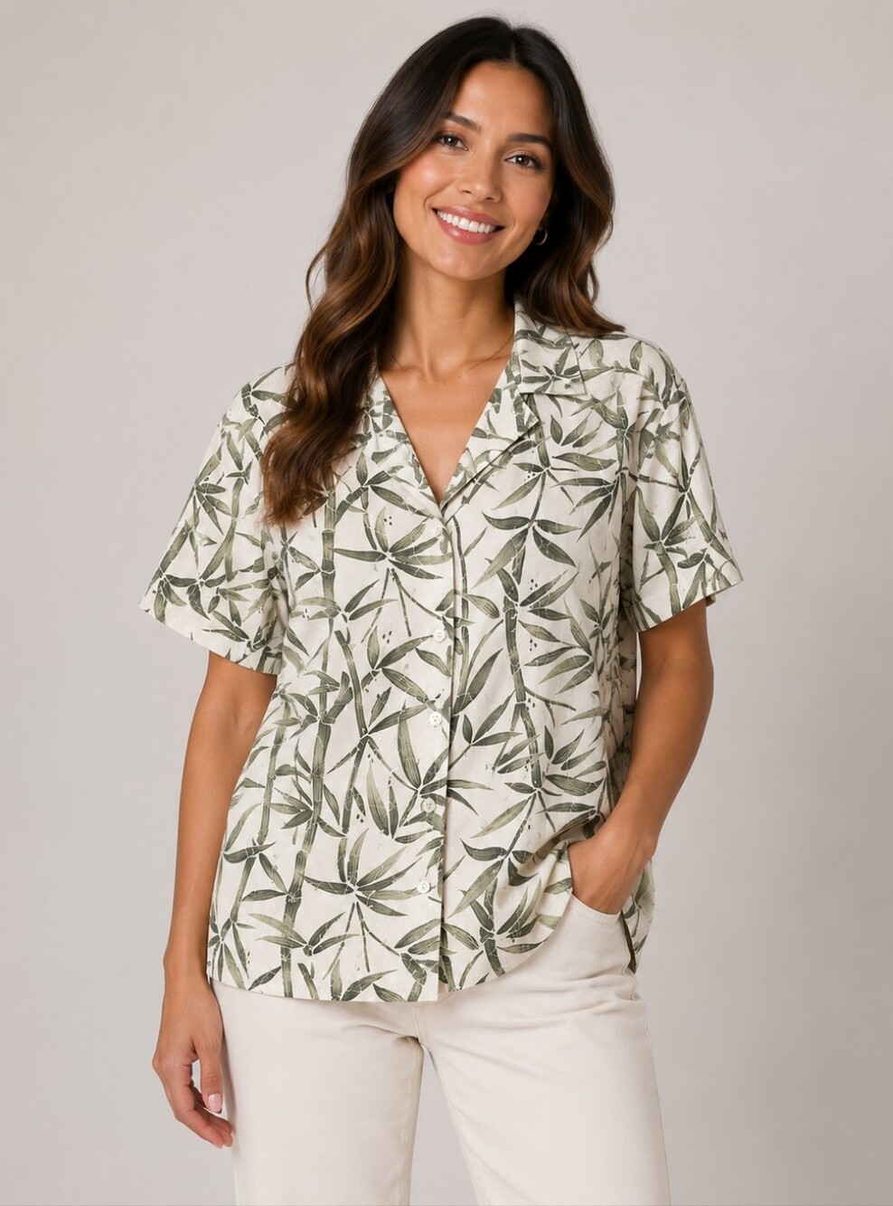 Lemon Grass Women Button Front Shirt. Size S